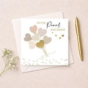 Pearl Anniversary Card - Heart Balloons Pearl Anniversary Card - Heart Balloons
