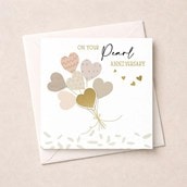 Pearl Anniversary Card - Heart Balloons