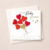 Ruby Anniversary Card - Heart Balloons Ruby Anniversary Card - Heart Balloons