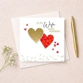 Wife Birthday Card - Hearts