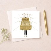 Birthday Card - Gold Birthday Cake