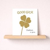Good Luck Card - Gold Four Leaf Clover