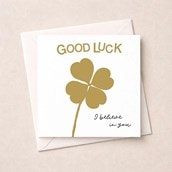 Good Luck Card - Gold Four Leaf Clover Good Luck Card - Gold Four Leaf Clover
