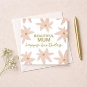 Mum Birthday Card - Pink Flowers Mum Birthday Card - Pink Flowers
