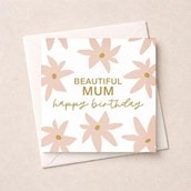 Mum Birthday Card - Pink Flowers Mum Birthday Card - Pink Flowers