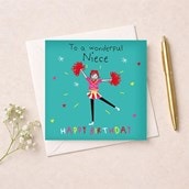 Niece Birthday Card - Cheerleader