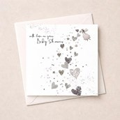 Baby Shower Card - Silver Hearts Baby Shower Card - Silver Hearts