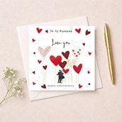 Husband Anniversary Card - Dancing Surrounded By Hearts To My Husband Love You