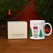 Personalised Christmas Mug - Houses & Christmas Trees