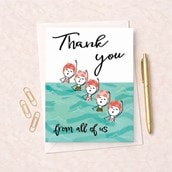 Thank You Card - Sea Swimming Ladies Thank You Card - Sea Swimming Ladies