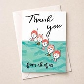 Thank You Card - Sea Swimming Ladies Thank You Card - Sea Swimming Ladies