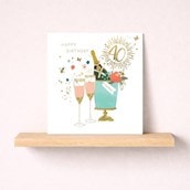 Age 40 Birthday Card - Bottle of Bubbly
