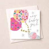 New Baby Card - Baby Girl Elephant