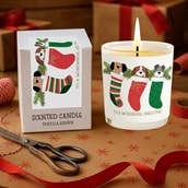 Vanilla Scented Christmas Candle - Dogs In Christmas Stockings Vanilla Scented Christmas Candle - Dogs In Christmas Stockings