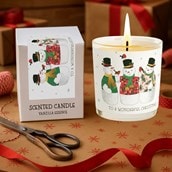 Vanilla Scented Christmas Candle - Snowmen With Robins