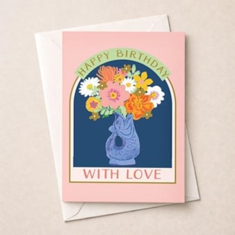 Birthday Card - Fish Jug With Flowers Birthday Card - Fish Jug With Flowers