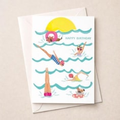 Birthday Card - Ladies Sea Swimming Birthday Card - Ladies Sea Swimming