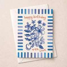 Birthday Card - Blue Flowers