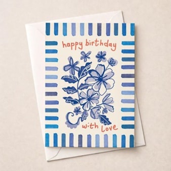 Birthday Card - Blue Flowers
