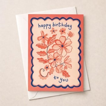 Birthday Card - Red Flowers