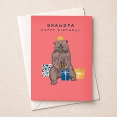 Grandpa Birthday Card - Grandpa Bear With Gifts