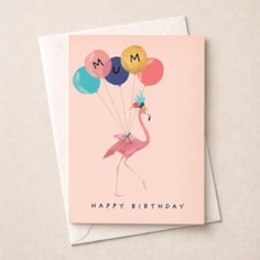 Mum Birthday Card - Flamingo With Balloons Mum Birthday Card - Flamingo With Balloons