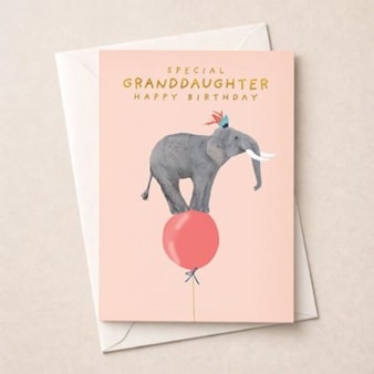 Granddaughter Birthday Card - Elephant On A Balloon Granddaughter Birthday Card - Elephant On A Balloon