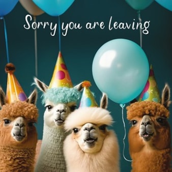 Large Sorry You're Leaving Card - Llamas Large Sorry You're Leaving Card - Llamas