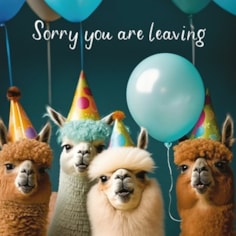Large Sorry You're Leaving Card - Llamas