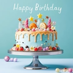 Large Birthday Card - Blue Birthday Cake Large Birthday Card - Blue Birthday Cake