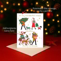 Personalised Christmas Card - Christmas Tree & Gift Shopping