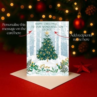 Personalised Christmas Card - Christmas Tree In A Forest