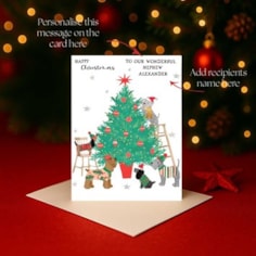 Personalised Christmas Card - Dogs Decorating A Christmas Tree