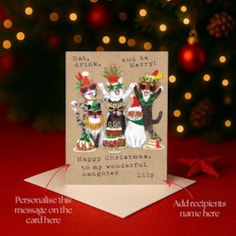 Personalised Christmas Card - Christmas Cats Personalised Christmas Card - Christmas Cats