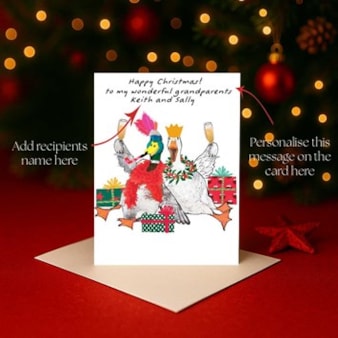 Personalised Christmas Card - Party Duck & Goose