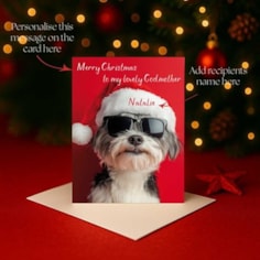 Personalised Christmas Card - Christmas Dog In A Santa Hat Personalised Christmas Card - Christmas Dog In A Santa Hat