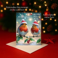 Personalised Christmas Card - Two Robins