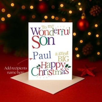 Personalised Christmas Card - My Wonderful Son Personalised Christmas Card - My Wonderful Son