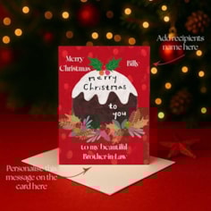 Personalised Christmas Card - Christmas Pudding