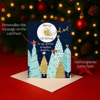 Personalised Christmas Card - Santa In The Sky