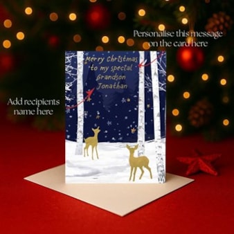 Personalised Christmas Card - Deer In A Forest Personalised Christmas Card - Deer In A Forest