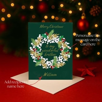 Personalised Christmas Card - Christmas Wreath Personalised Christmas Card - Christmas Wreath