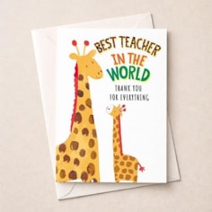 Large Thank You Teacher Card - Giraffes Large Thank You Teacher Card - Giraffes