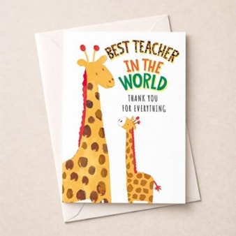 Large Thank You Teacher Card - Giraffes
