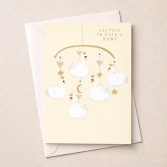 Large Leaving For A Baby Card - Swan Mobile