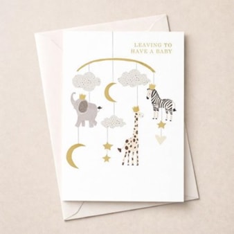Large Leaving For A Baby Card - Animal Mobile Large Leaving For A Baby Card - Animal Mobile