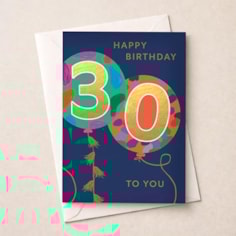 Large Age 30 Birthday Card - Balloons