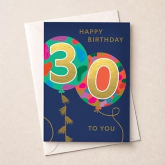 Large Age 30 Birthday Card - Balloons