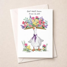 Large Get Well Soon Card - Goose With Flower Hat Large Get Well Soon Card - Goose With Flower Hat