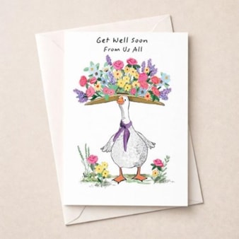 Large Get Well Soon Card - Goose With Flower Hat Large Get Well Soon Card - Goose With Flower Hat